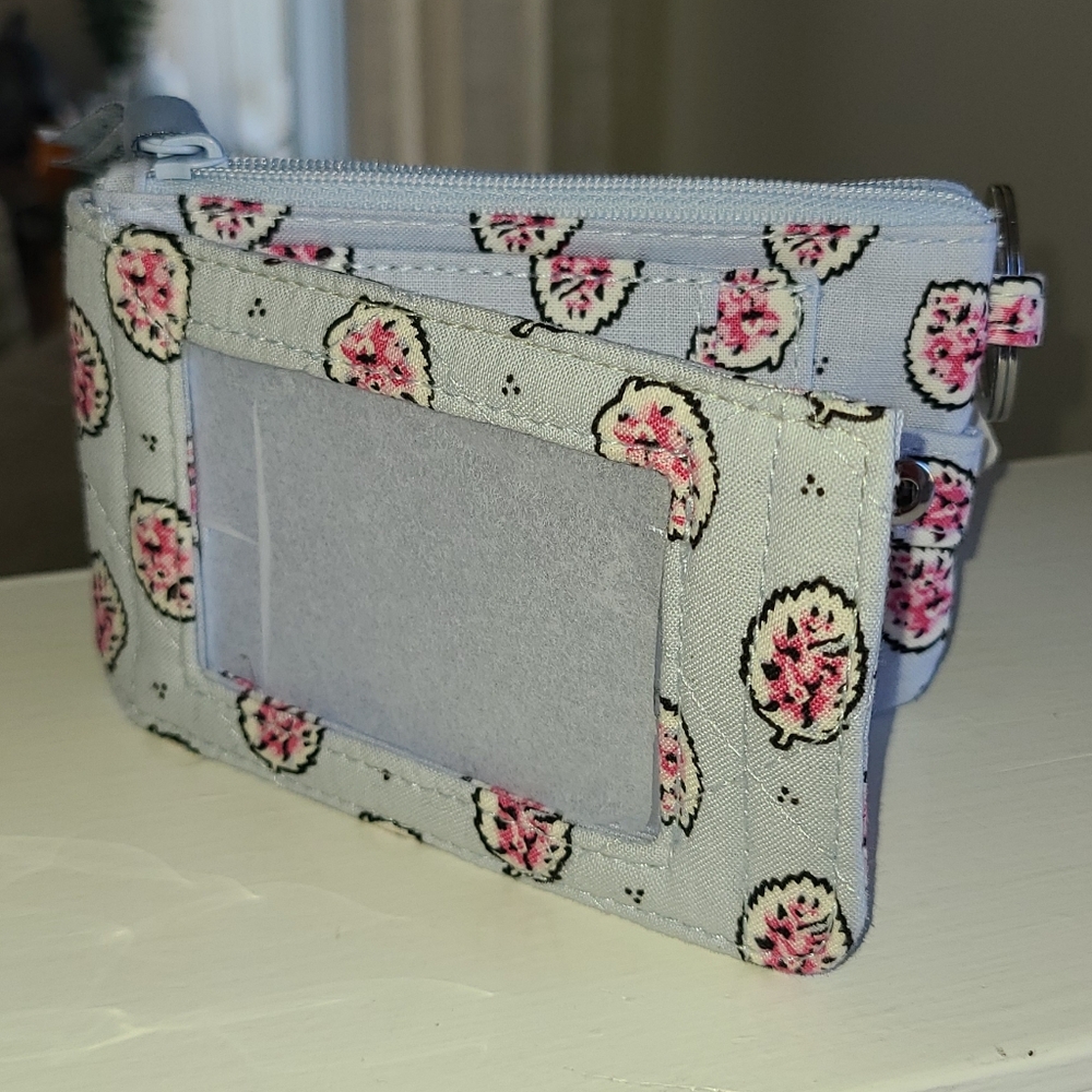 NWT Vera Bradley Light Blue and Pink Quilted Key And Card Holder - Picture 3 of 12